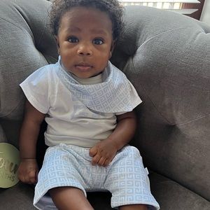 Givenchy 3-Piece Blue and White Shirt and Shorts